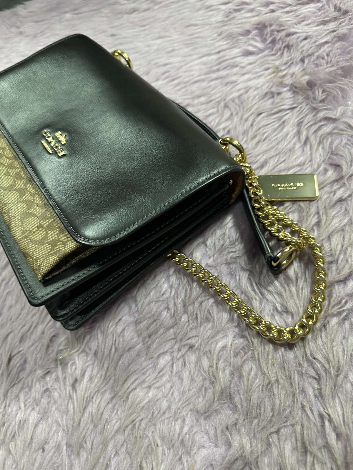 ORIG Preloved Coach Klare Crossbody Bag In Micro Signature Canvas Shoulder Chain Black Bag