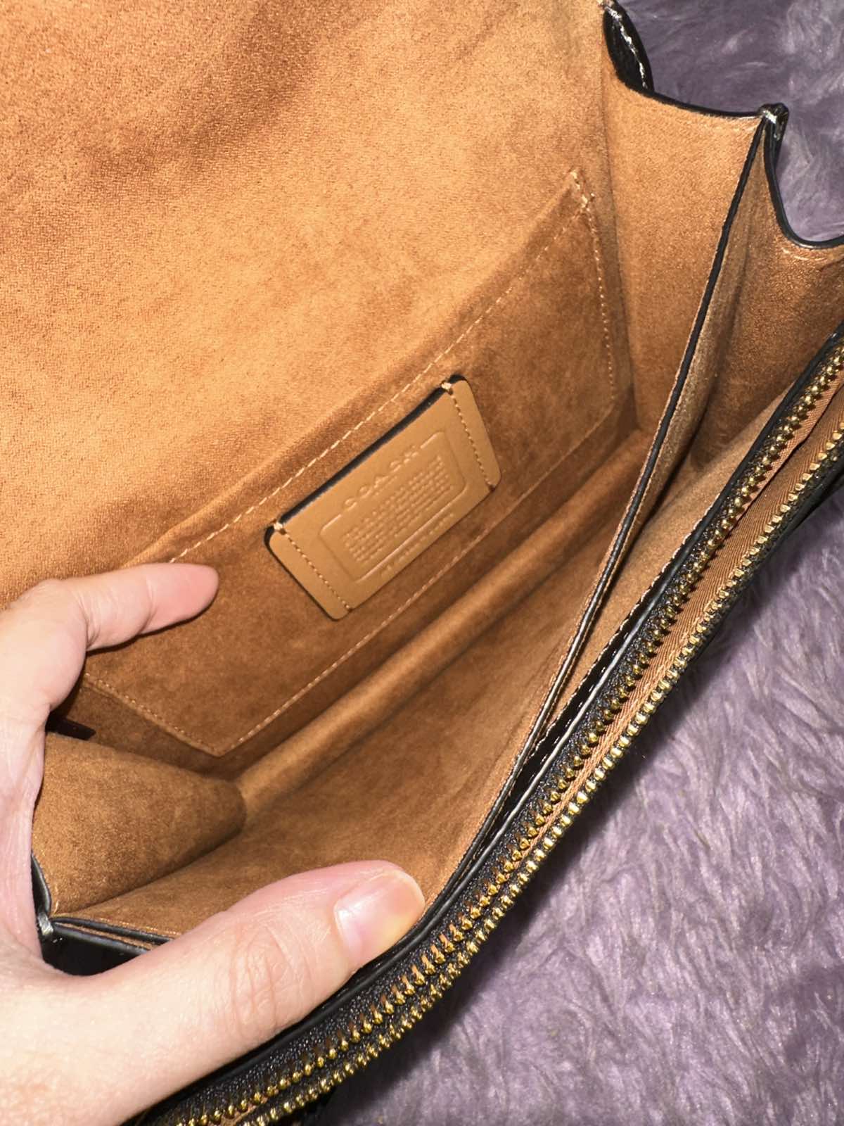 ORIG Preloved Coach Klare Crossbody Bag In Micro Signature Canvas Shoulder Chain Black Bag