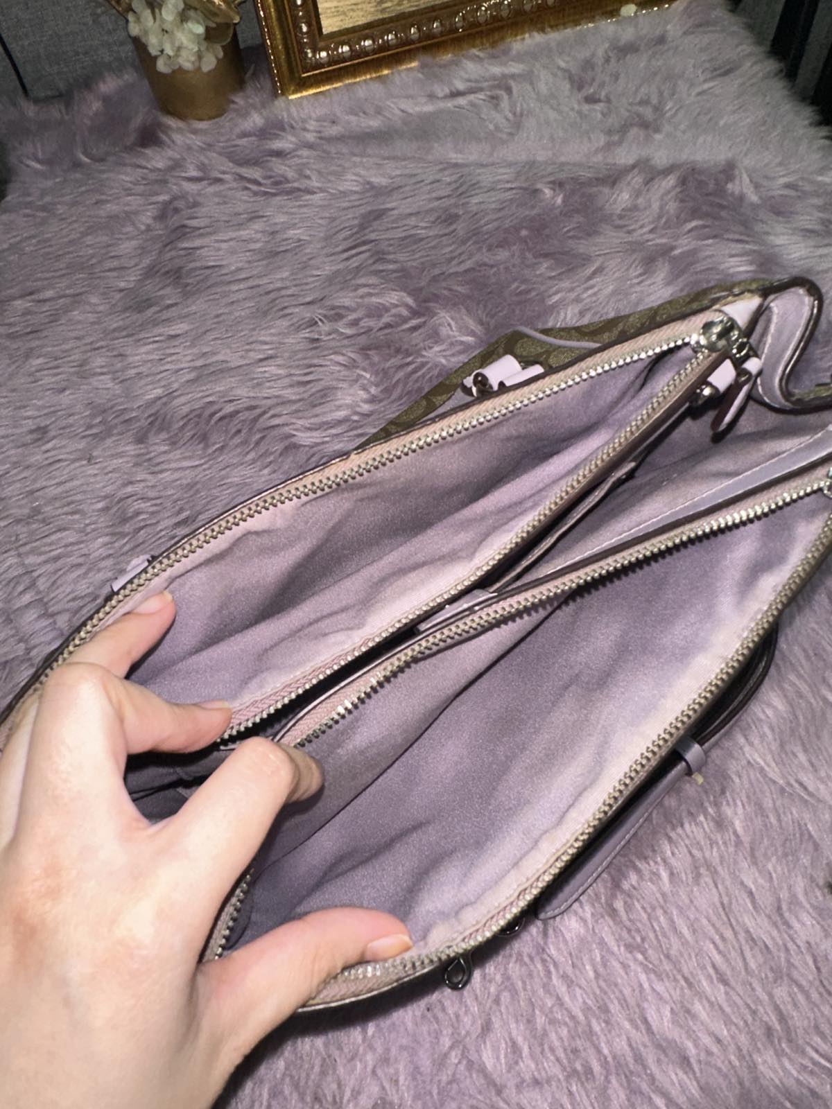 ORIG Preloved Coach Mini Surrey Carryall Khaki/Purple Bag