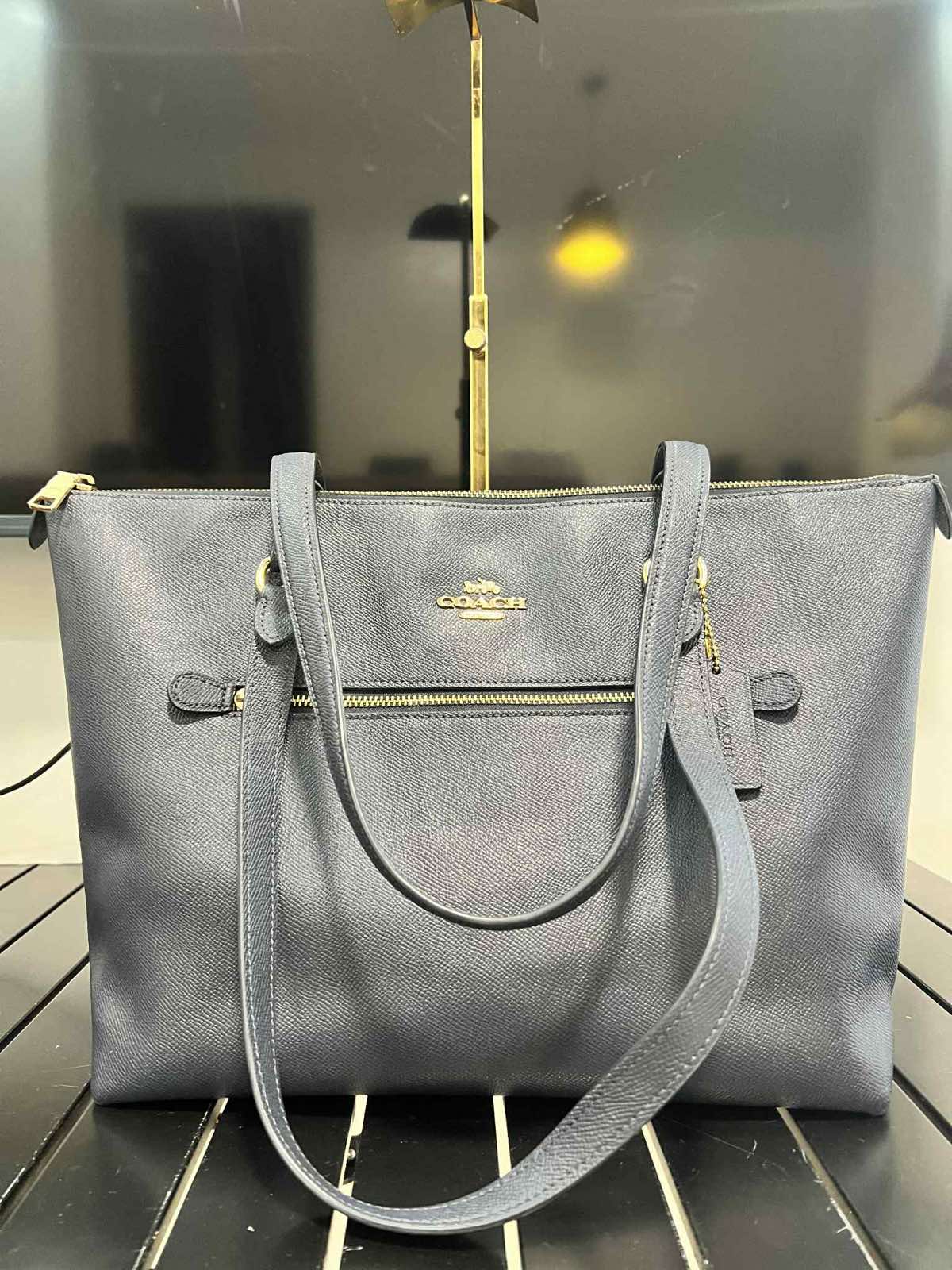 ORIG Preloved Coach Gallery Tote Navy Blue Bag