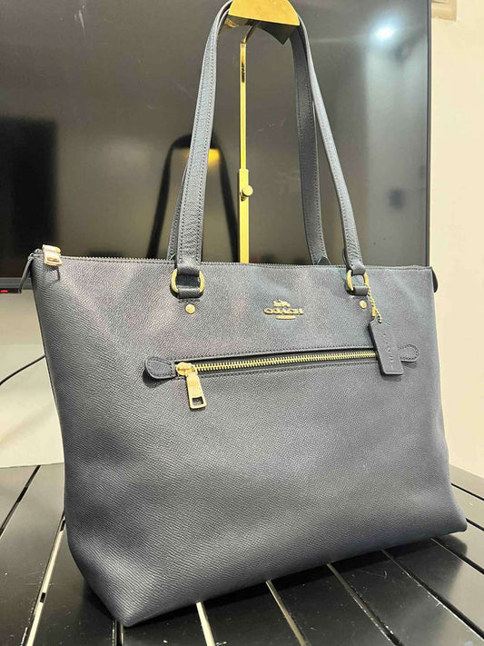 ORIG Preloved Coach Gallery Tote Navy Blue Bag