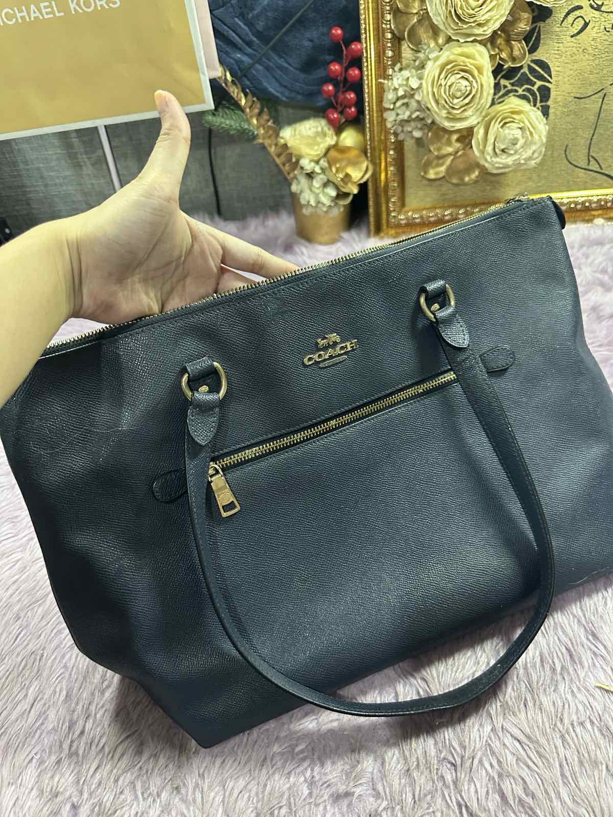 ORIG Preloved Coach Gallery Tote Navy Blue Bag