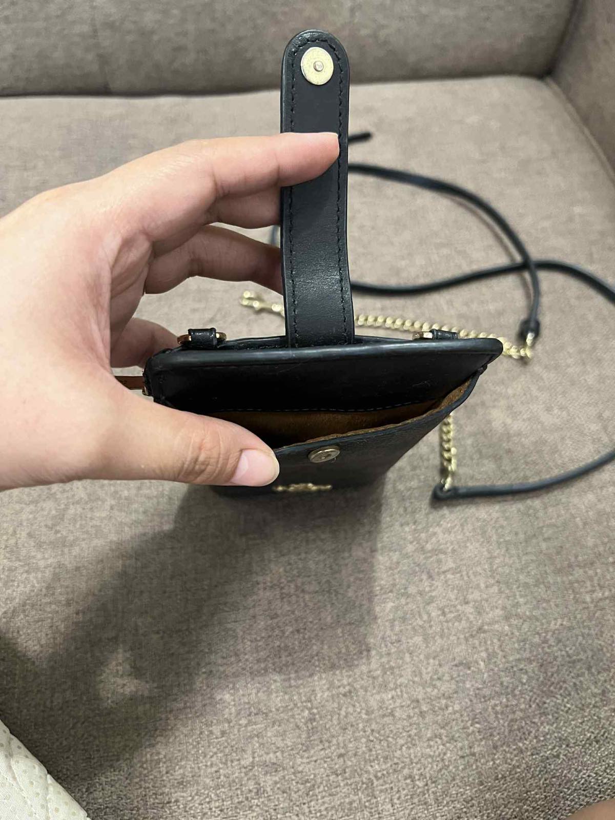 ORIG Preloved Coach Phone Crossbody Brown Bag In Signature Canvas