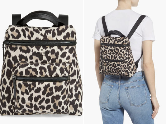 ORIG & IMPORTED KateSpade KS Mini that's the spirit nylon convertible leopard backpack