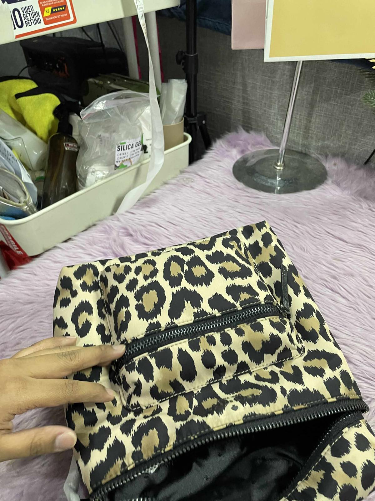 ORIG & IMPORTED KateSpade KS Mini that's the spirit nylon convertible leopard backpack