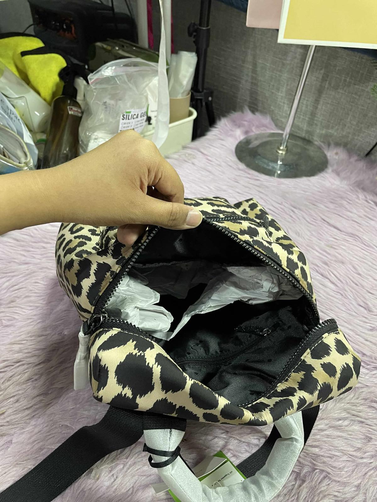 ORIG & IMPORTED KateSpade KS Mini that's the spirit nylon convertible leopard backpack