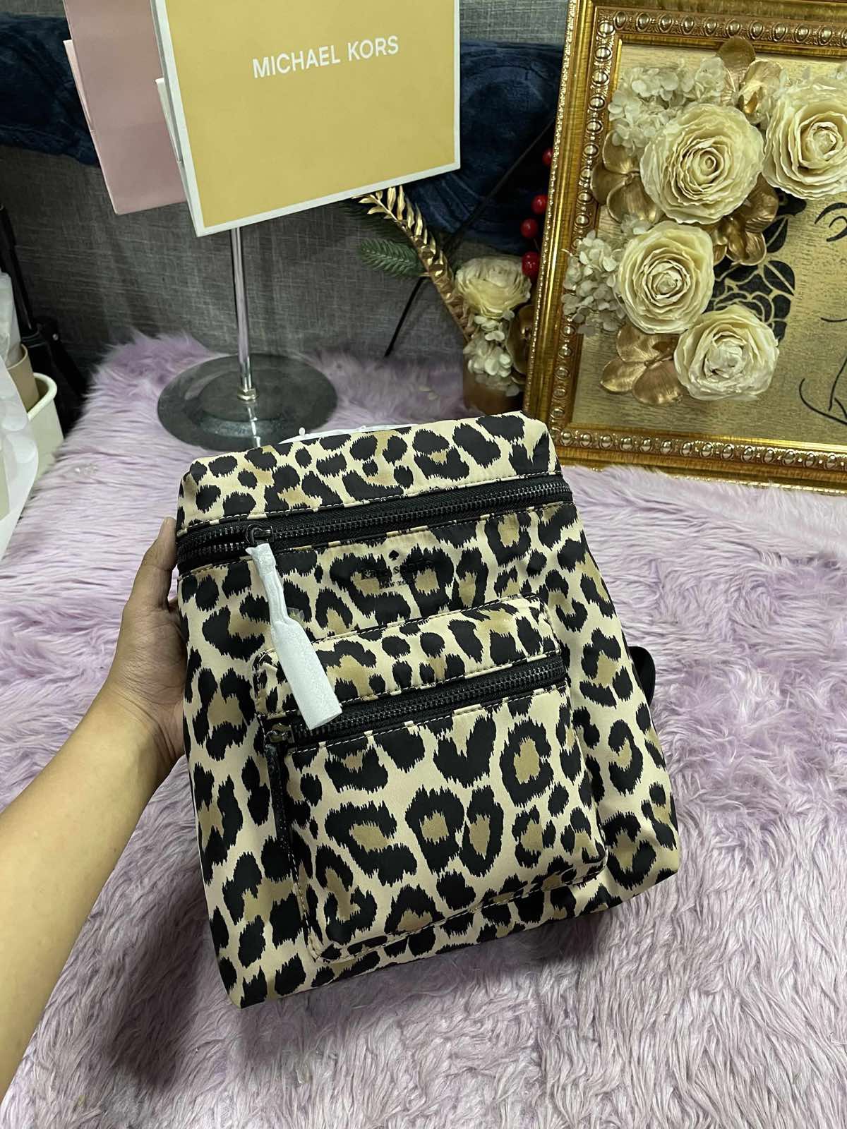 ORIG & IMPORTED KateSpade KS Mini that's the spirit nylon convertible leopard backpack