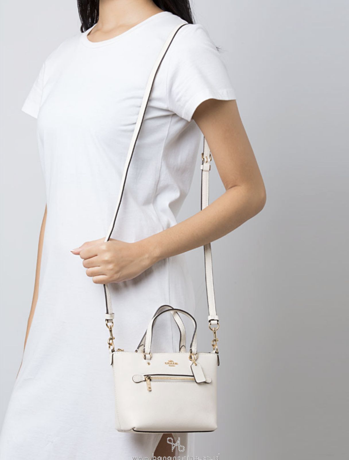 ORIG Preloved Coach Mini Gallery Crossbody Bag Chalk White