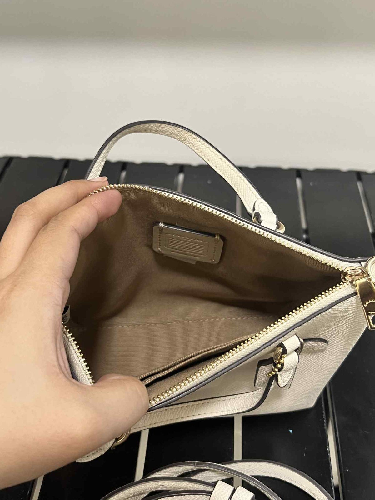 ORIG Preloved Coach Mini Gallery Crossbody Bag Chalk White