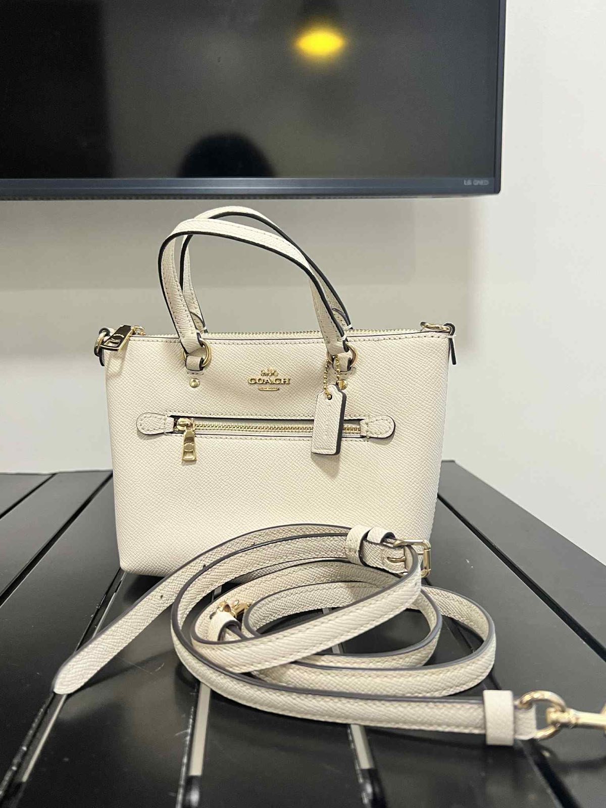 ORIG Preloved Coach Mini Gallery Crossbody Bag Chalk White