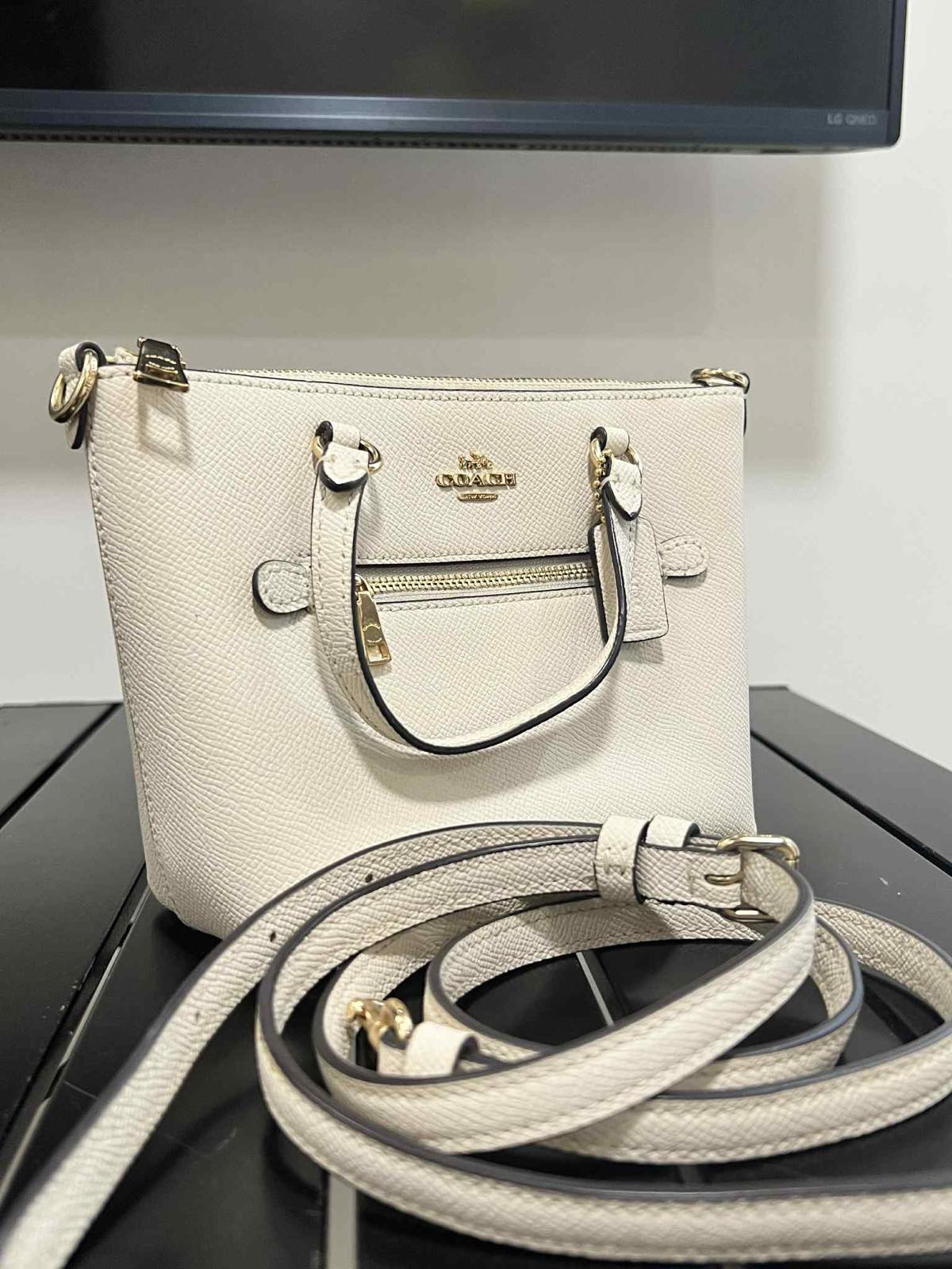 ORIG Preloved Coach Mini Gallery Crossbody Bag Chalk White