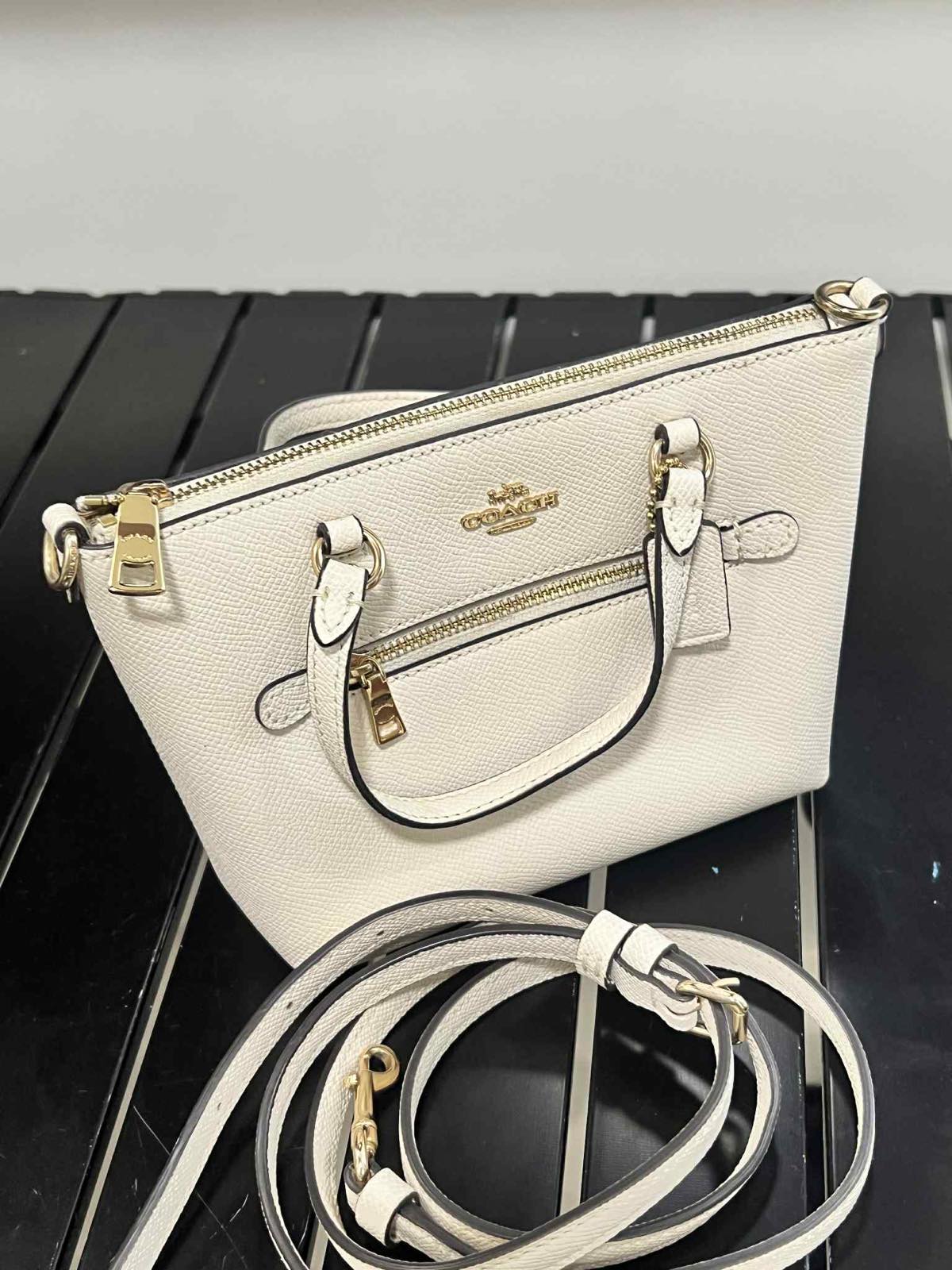 ORIG Preloved Coach Mini Gallery Crossbody Bag Chalk White