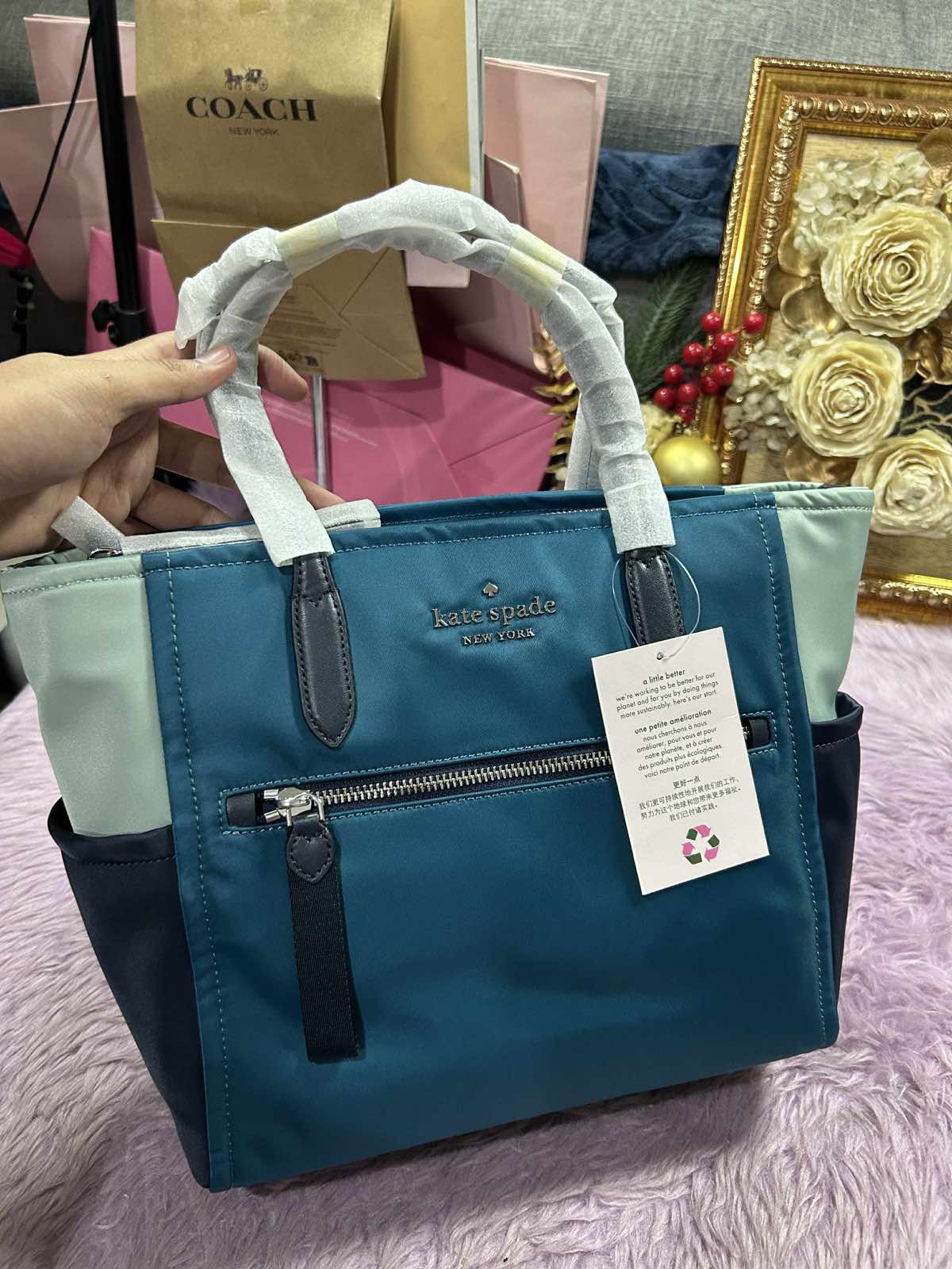 ORIG & IMPORTED KateSpade KS Chelsea Medium Satchel Nylon Bag in Blue