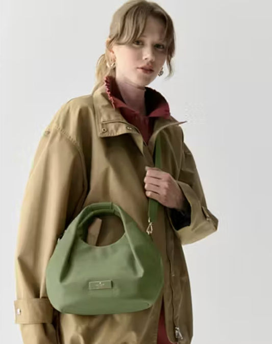 ORIG & IMPORTED KateSpade KS Carter Nylon Small Pleated Crossbody Green Bag