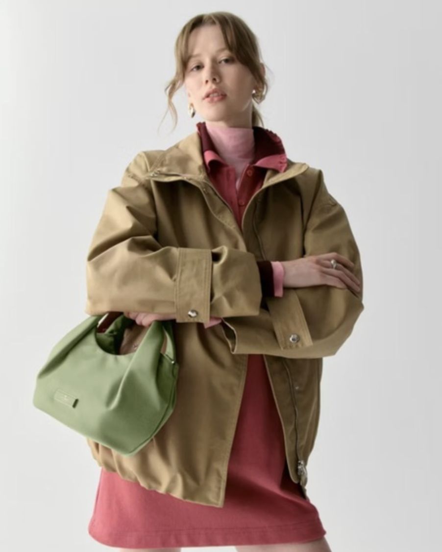 ORIG & IMPORTED KateSpade KS Carter Nylon Small Pleated Crossbody Green Bag