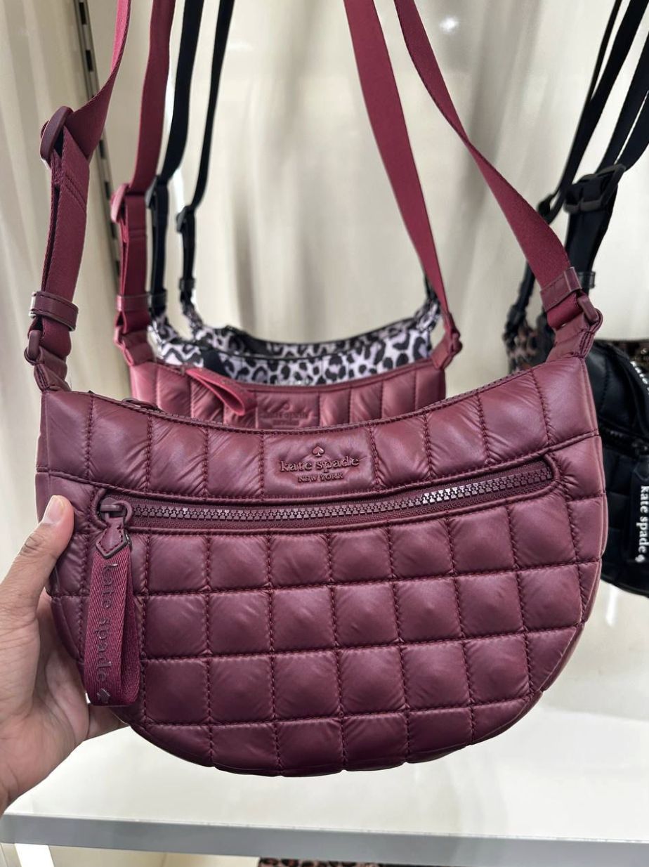 ORIG Preloved KateSpade KS Camden Quilted Sling Bag Blackberry Red