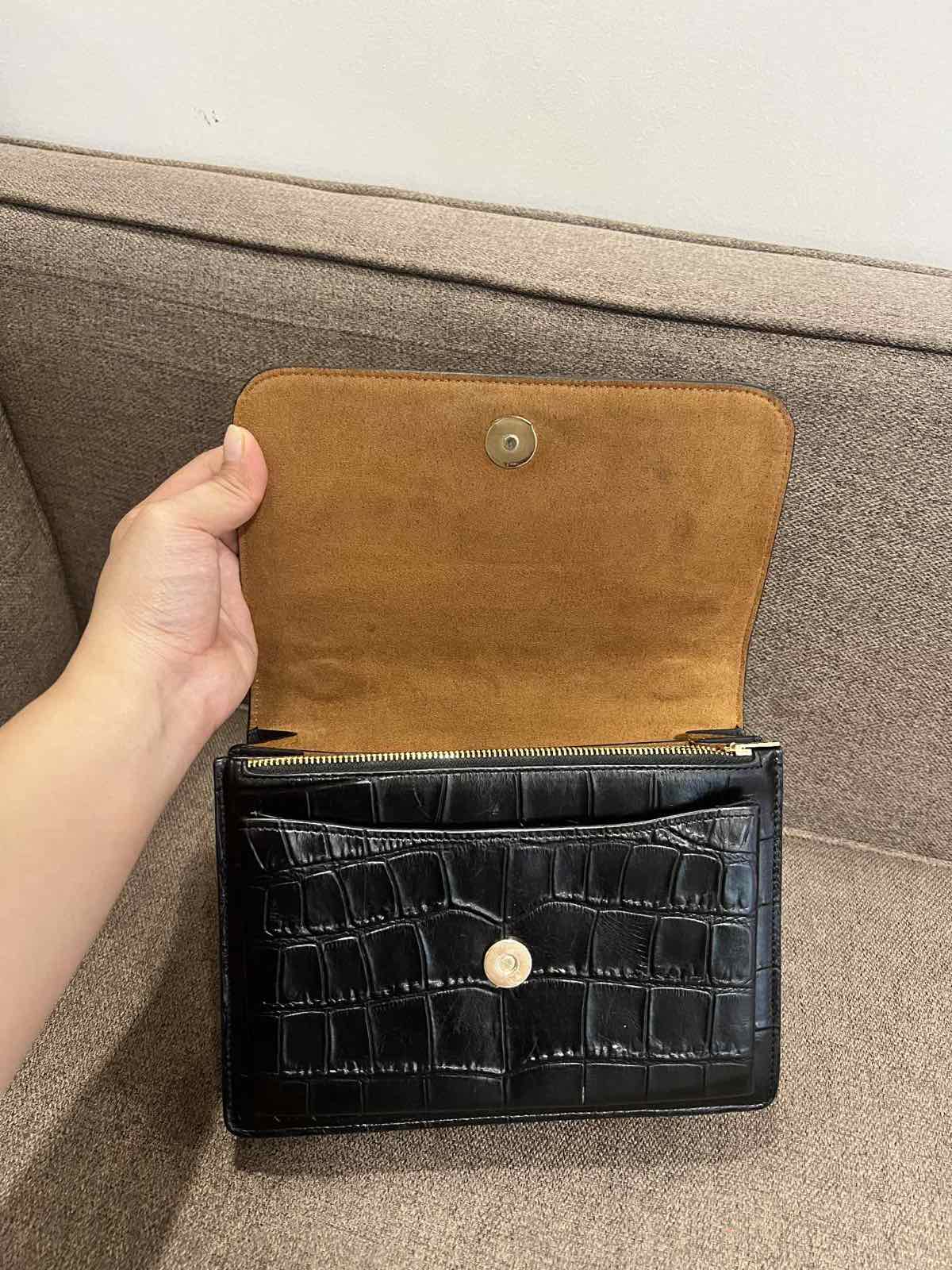 ORIG Preloved Coach Mini Klare Crossbody Small Croc Black Bag