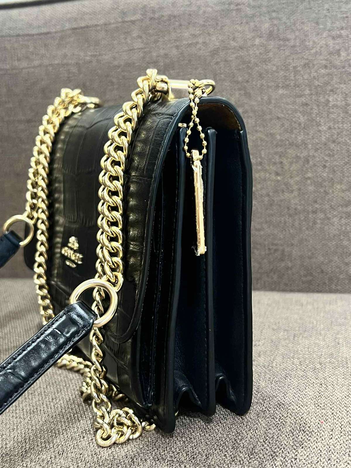 ORIG Preloved Coach Mini Klare Crossbody Small Croc Black Bag