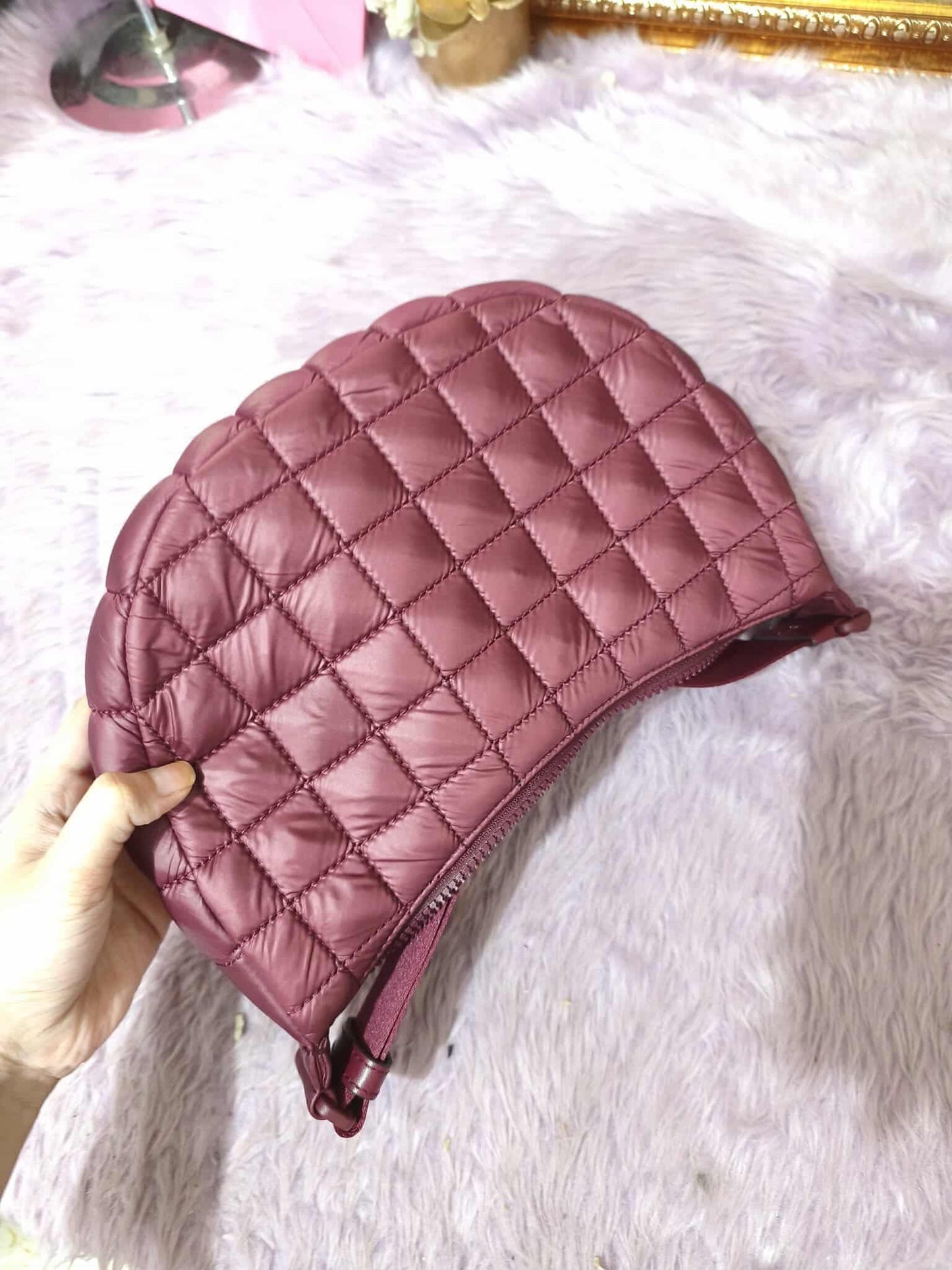 ORIG Preloved KateSpade KS Camden Quilted Sling Bag Blackberry Red