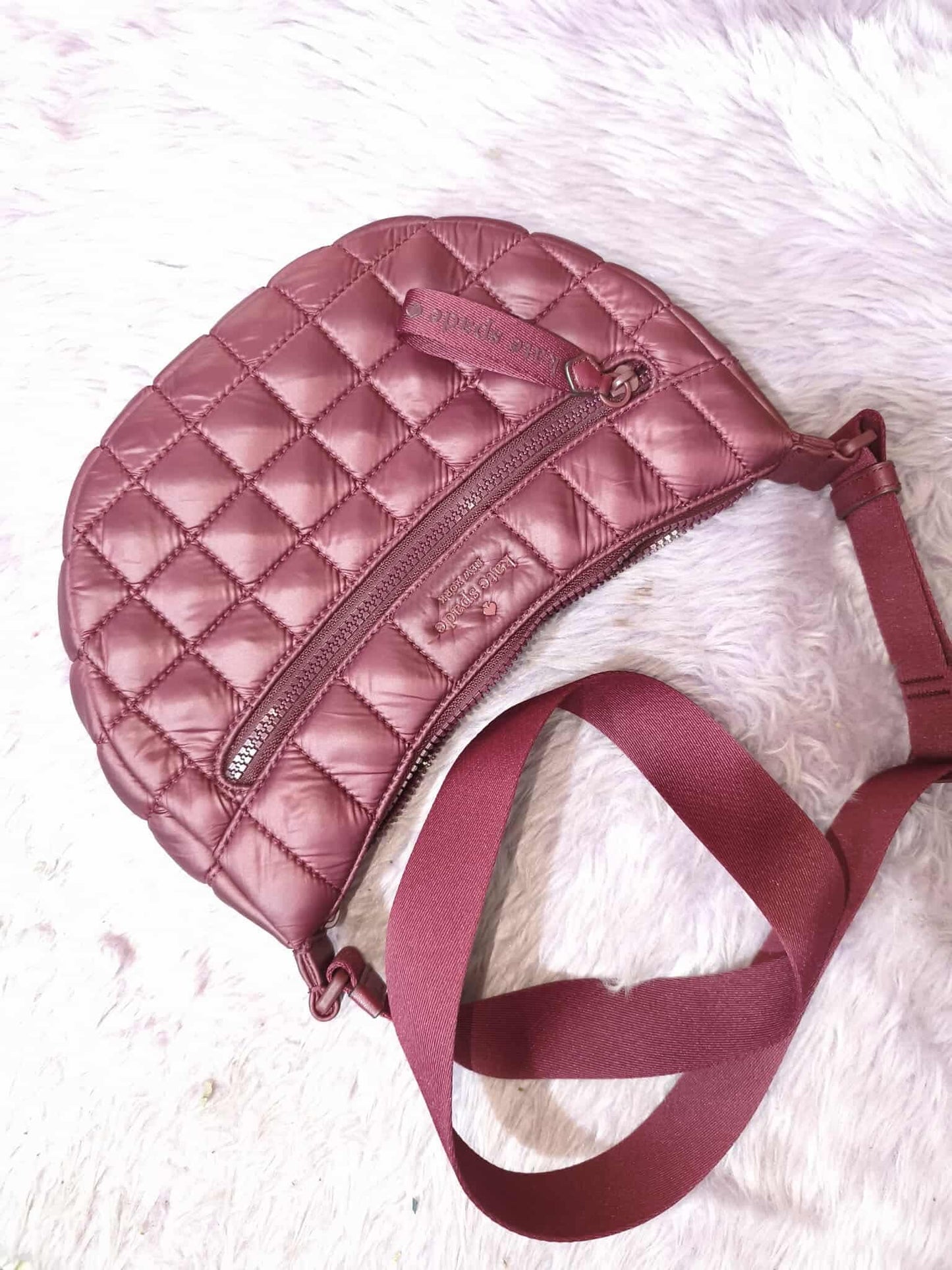 ORIG Preloved KateSpade KS Camden Quilted Sling Bag Blackberry Red