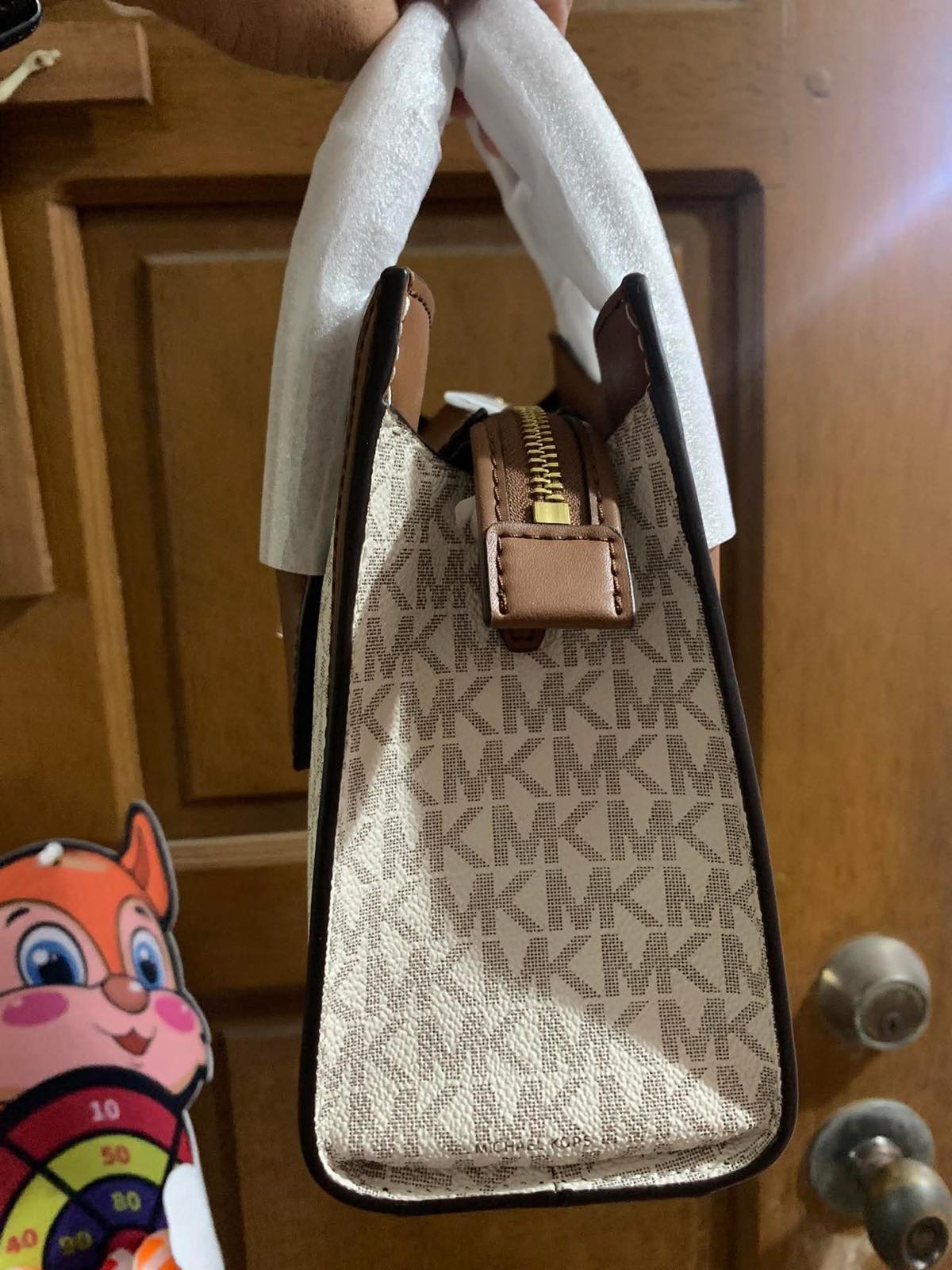 ORIG & IMPORTED Michael Kors MK Gabby Small Logo Satchel White Bag