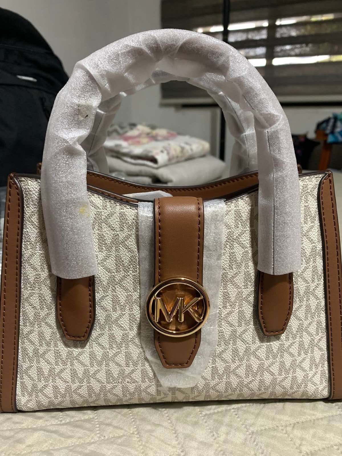 ORIG & IMPORTED Michael Kors MK Gabby Small Logo Satchel White Bag