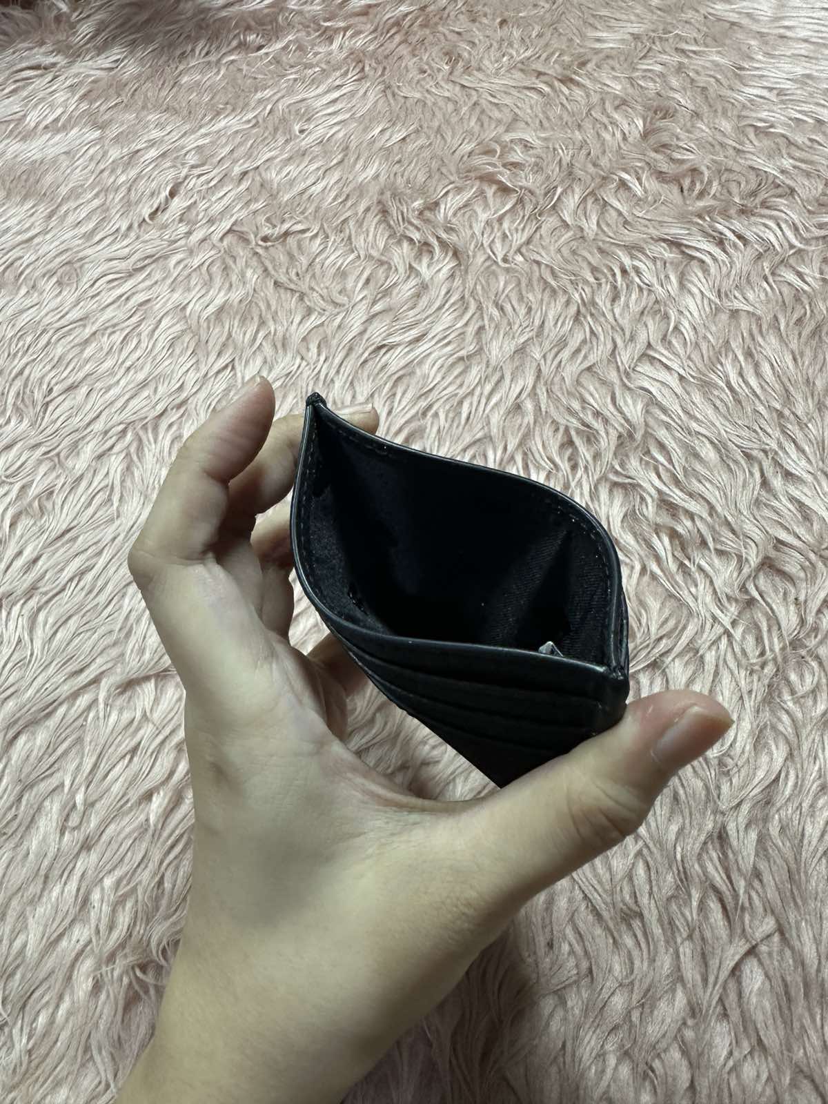 ORIG Preloved Kate Spade KS Glitter Slim Card Holder Small Black Wallet