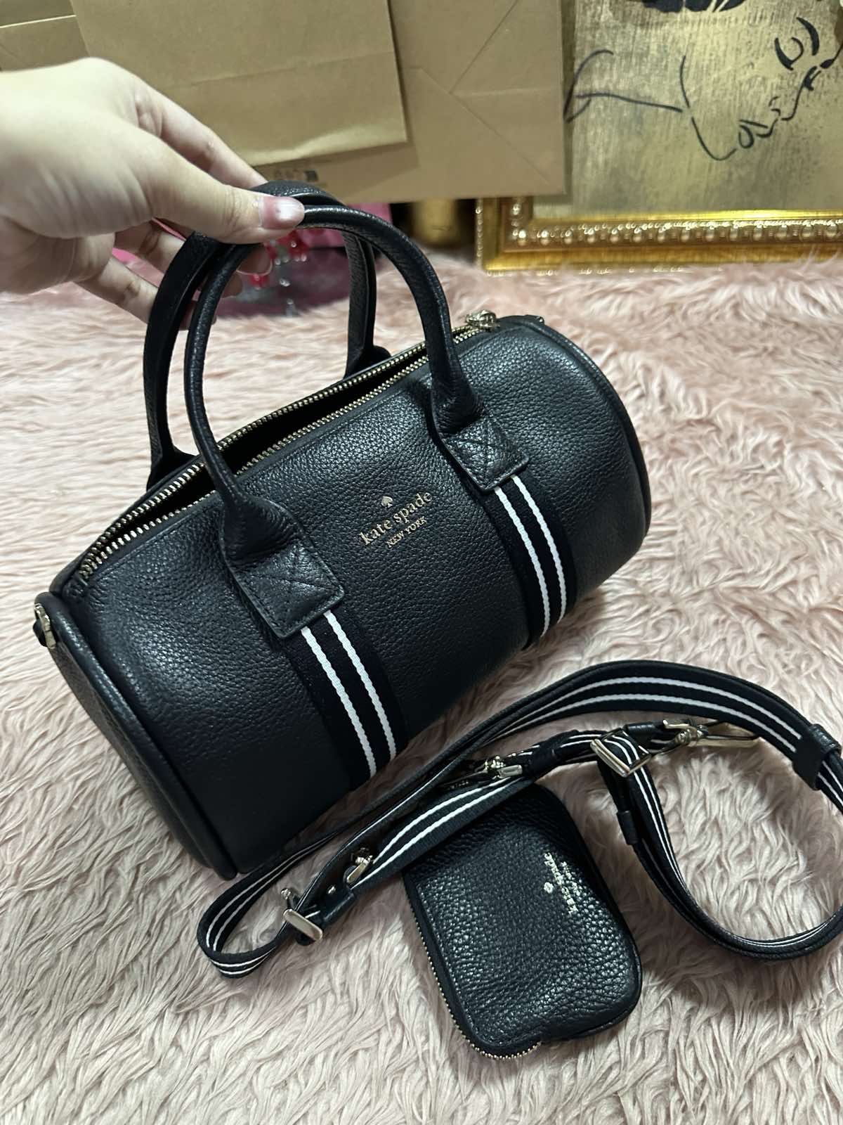 ORIG Preloved Kate Spade KS Rosie Small Duffle Crossbody Black Bag with Wallet