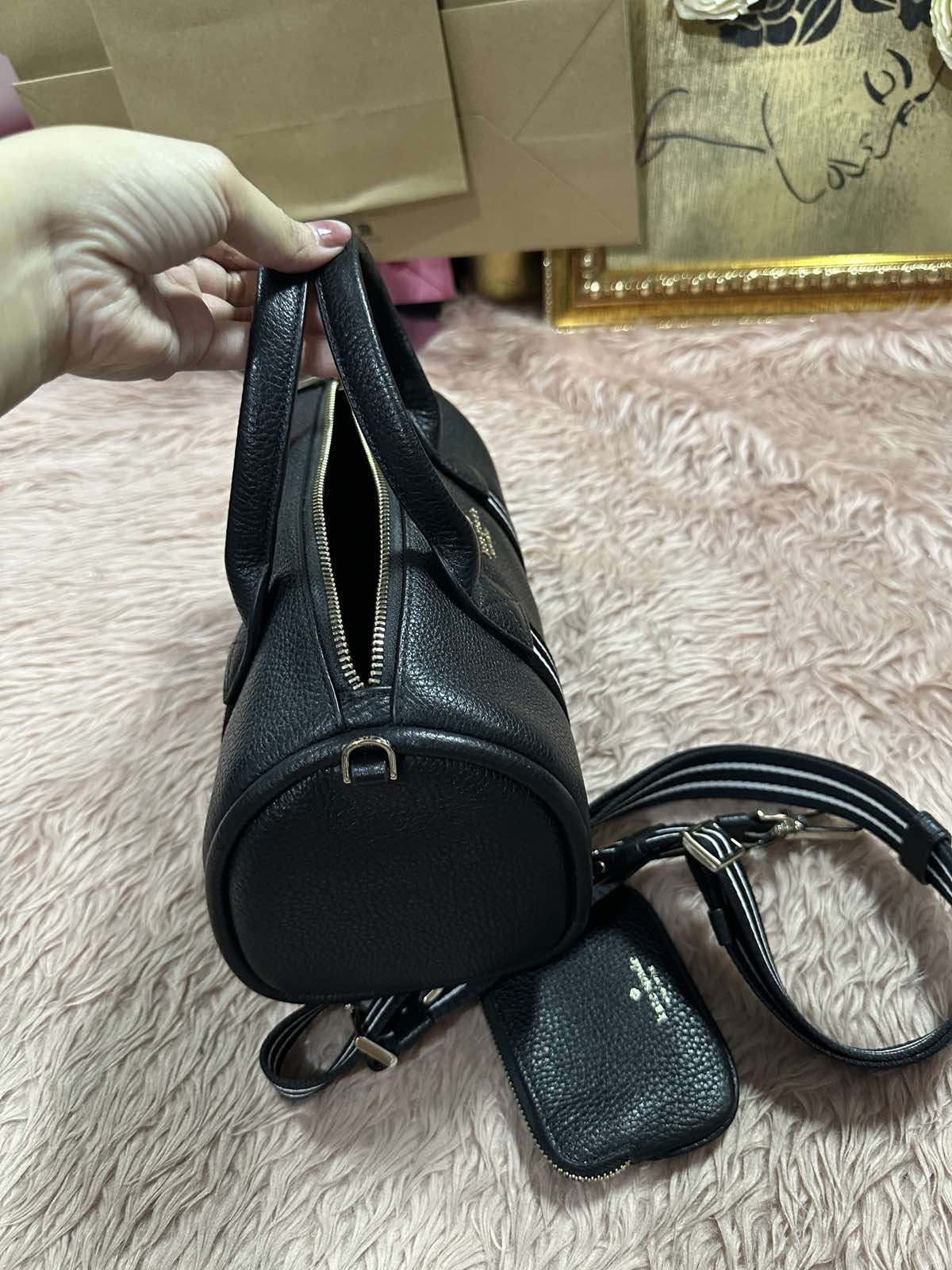 ORIG Preloved Kate Spade KS Rosie Small Duffle Crossbody Black Bag with Wallet