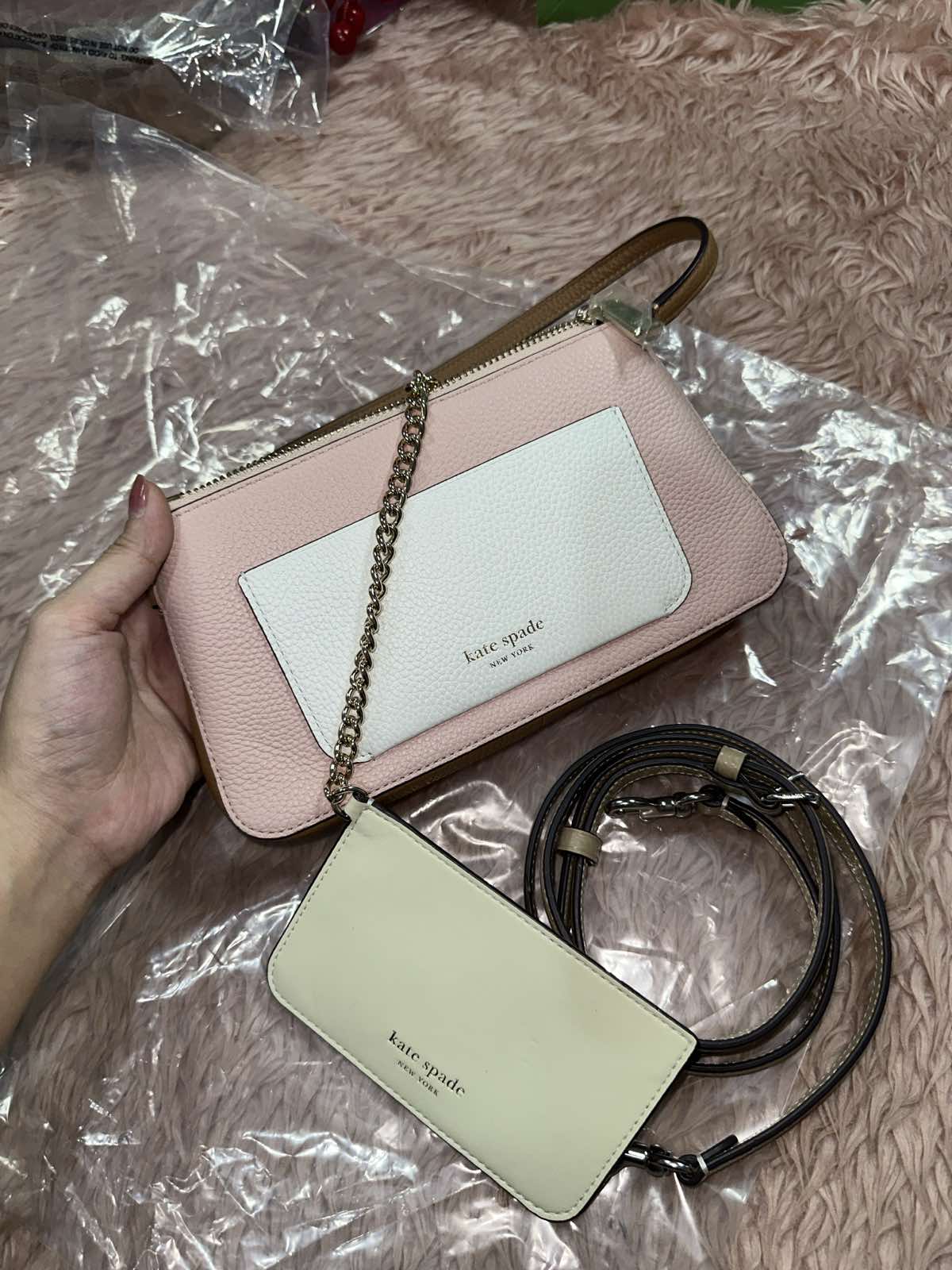 ORIG & IMPORTED Kate Spade KS Retail Ava Pochette Small Shoulder Pink Bag with Wallet