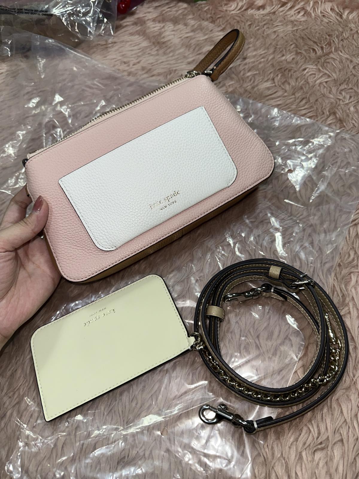 ORIG & IMPORTED Kate Spade KS Retail Ava Pochette Small Shoulder Pink Bag with Wallet