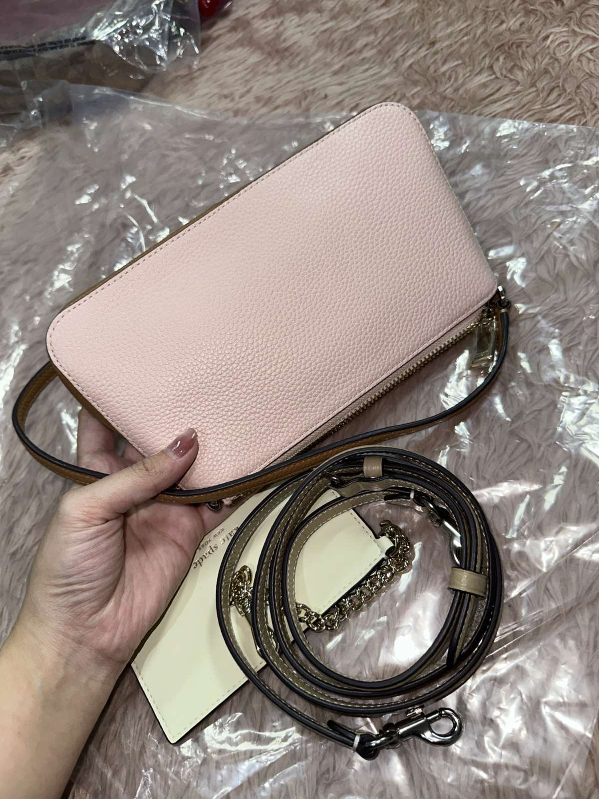 ORIG & IMPORTED Kate Spade KS Retail Ava Pochette Small Shoulder Pink Bag with Wallet