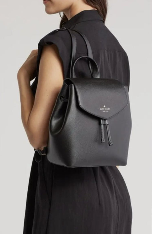 ORIG & IMPORTED Kate Spade KS Lizzie Medium Flap Backpack Black Bag