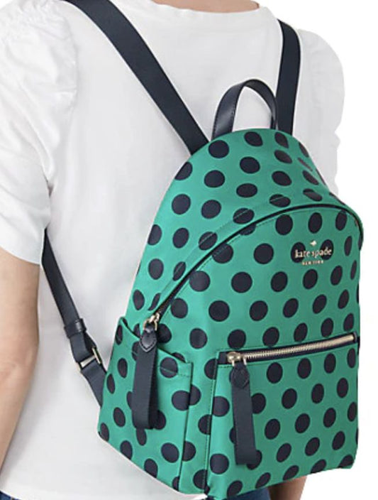 ORIG Preloved Kate Spade KS Chelsea Delightful Dot Medium Backpack Green Nylon Bag
