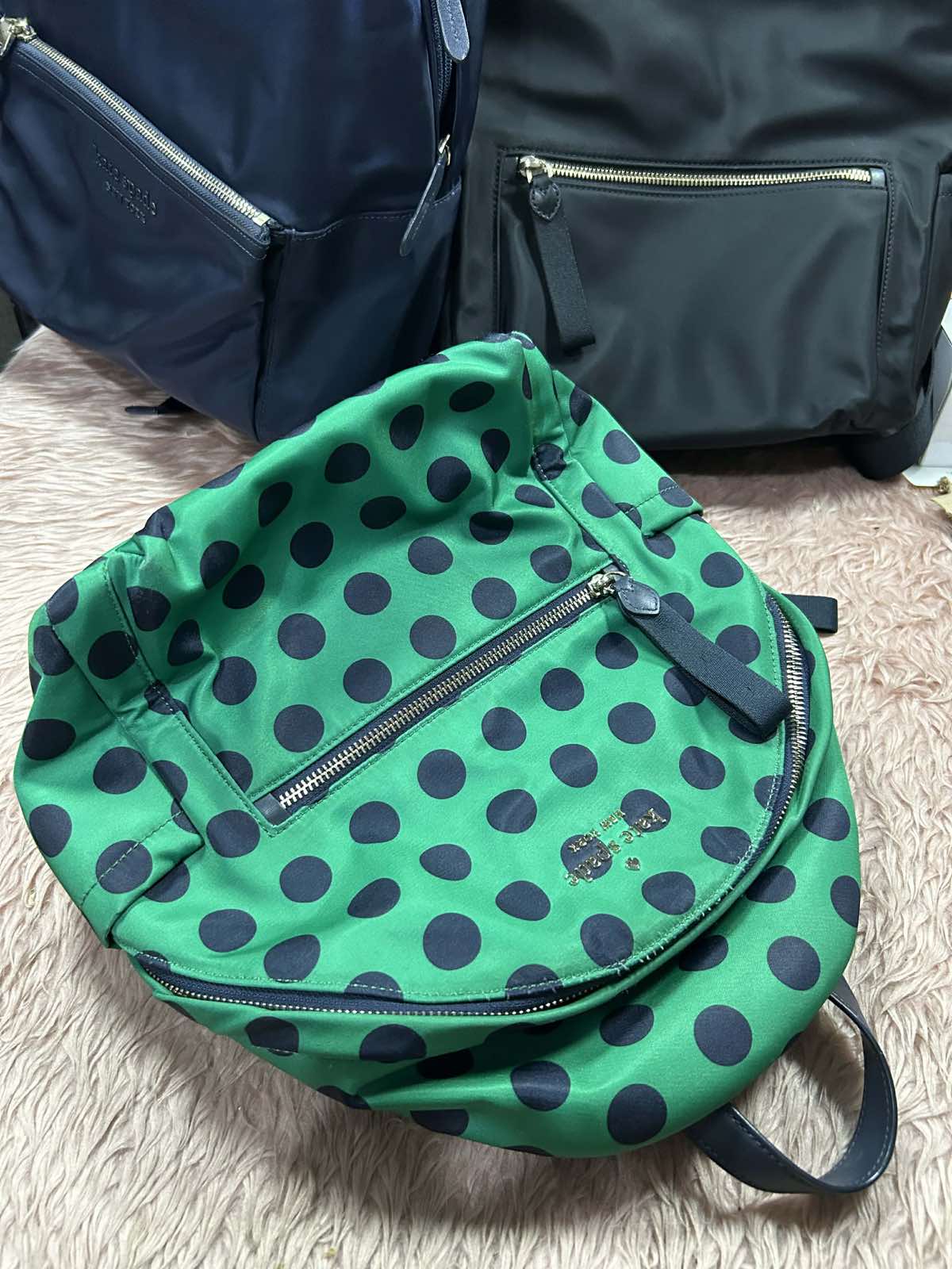 ORIG Preloved Kate Spade KS Chelsea Delightful Dot Medium Backpack Green Nylon Bag