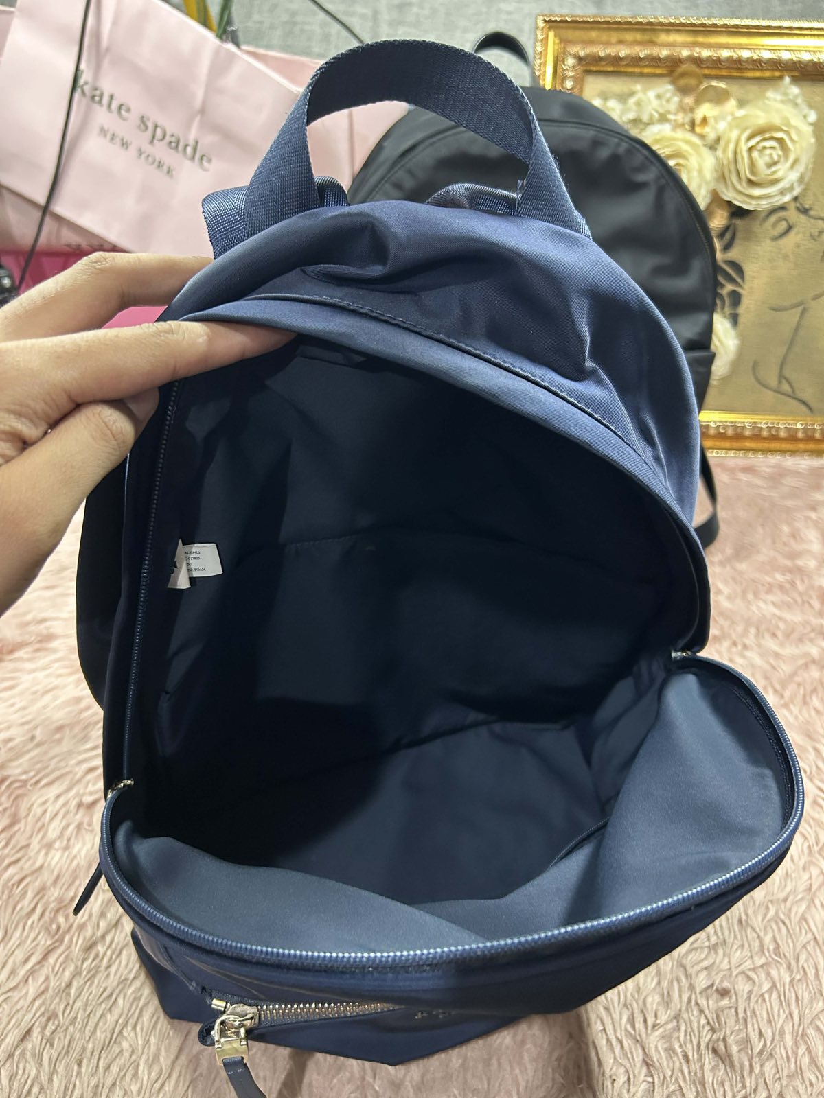 ORIG Preloved Kate Spade KS The Nylon City Large Blue Bag Backpack