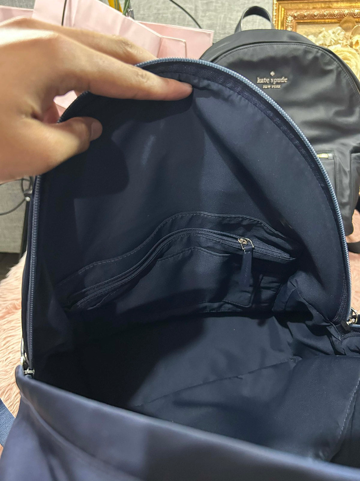 ORIG Preloved Kate Spade KS The Nylon City Large Blue Bag Backpack