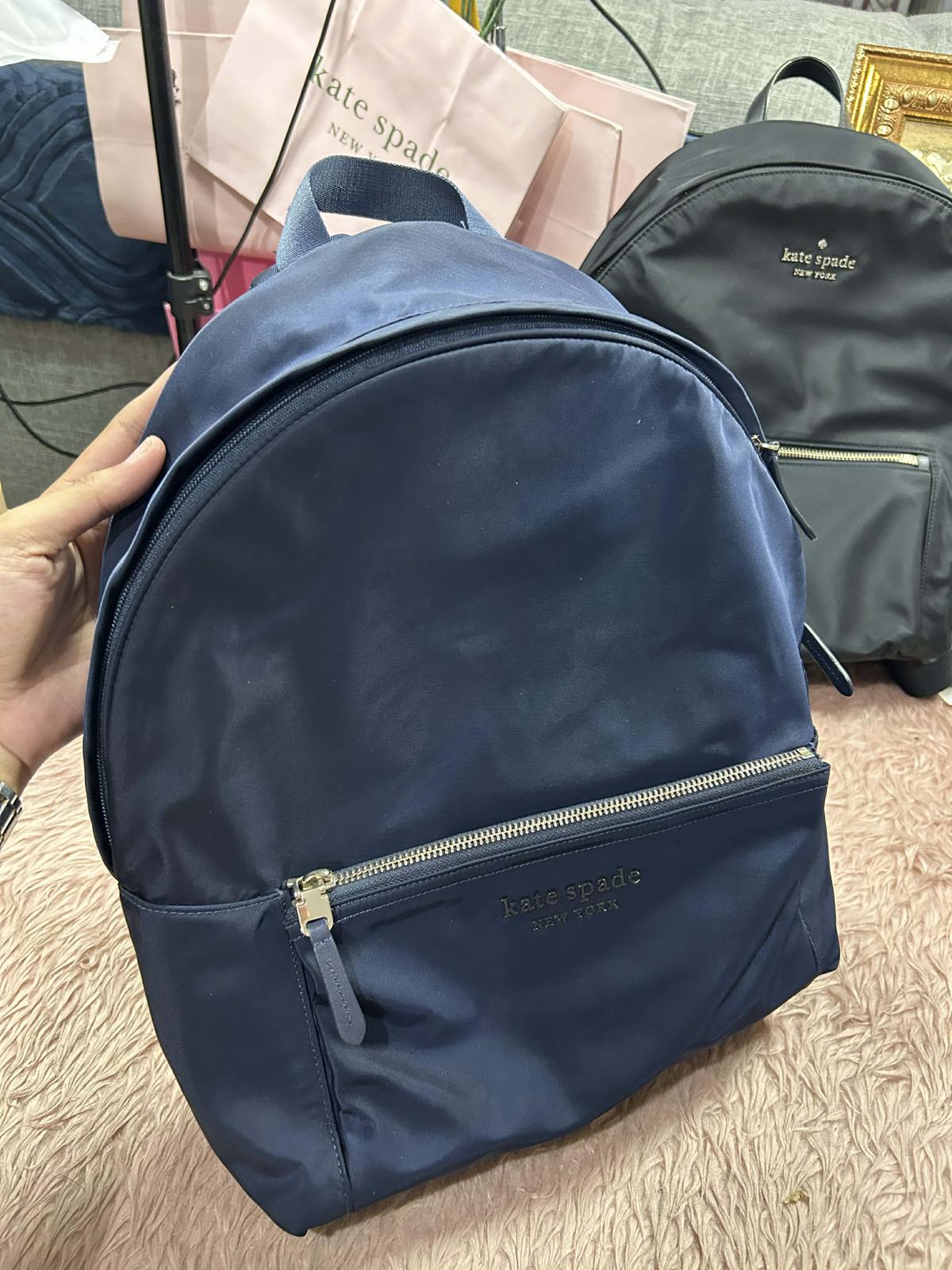 ORIG Preloved Kate Spade KS The Nylon City Large Blue Bag Backpack