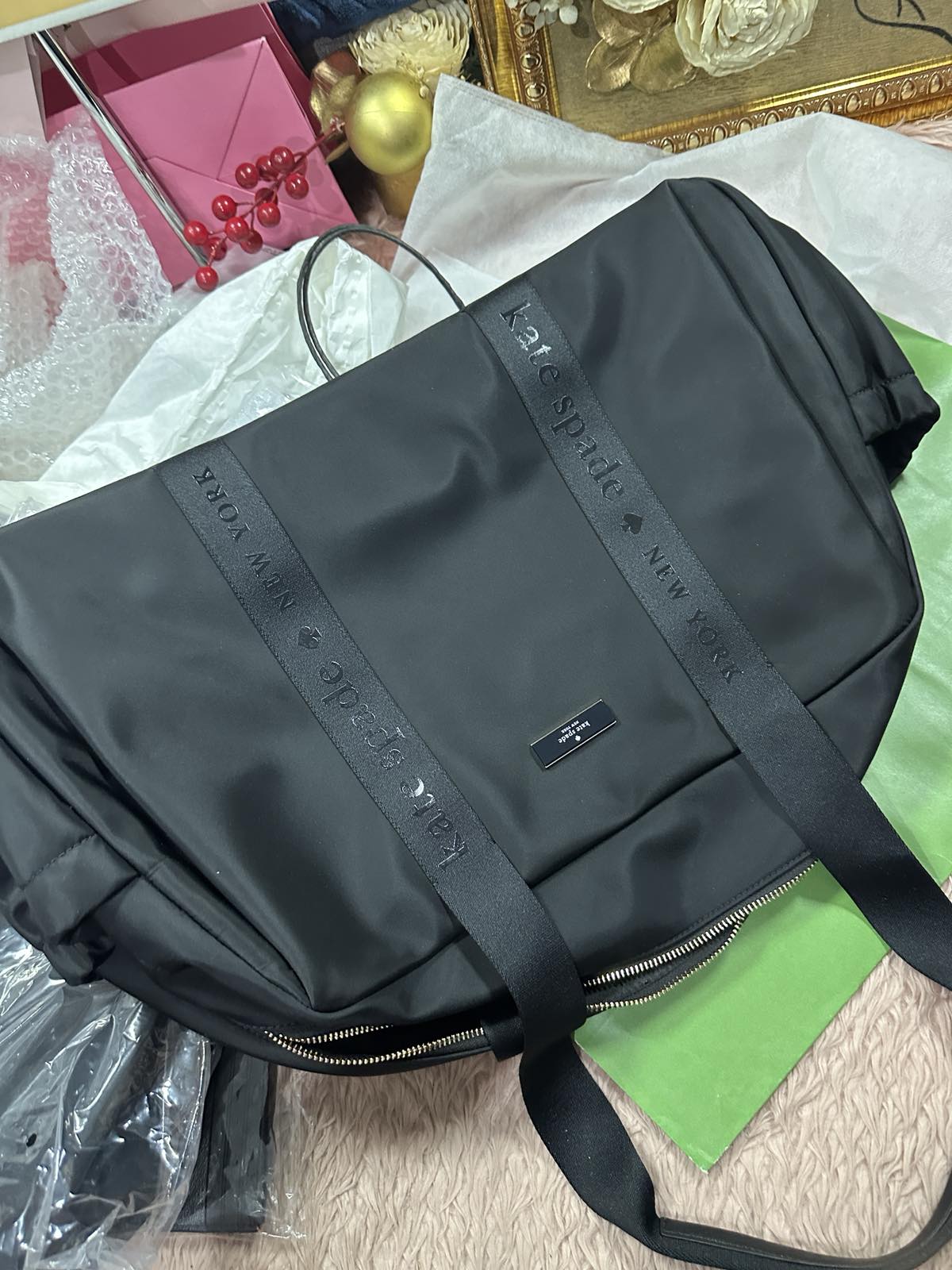 ORIG & IMPORTED Kate Spade KS Carter Nylon Large Weekender Black Bag