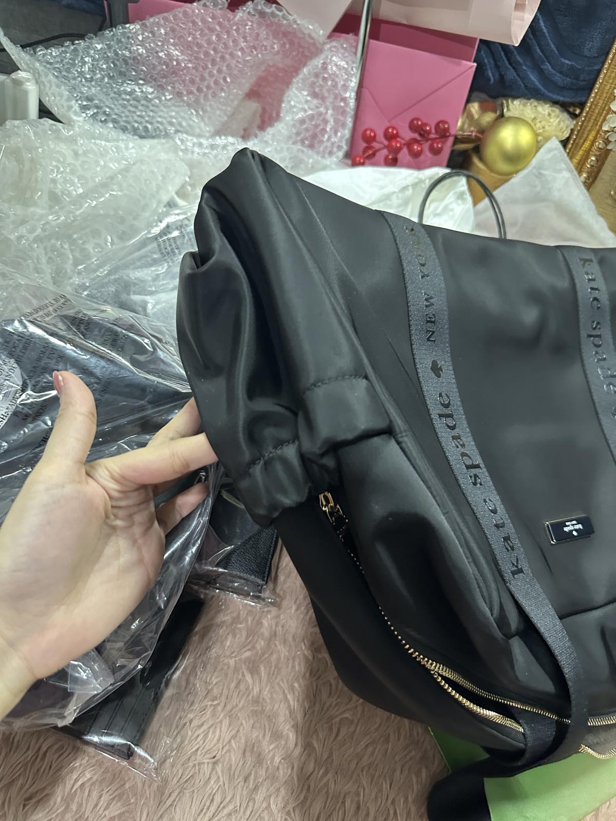 ORIG & IMPORTED Kate Spade KS Carter Nylon Large Weekender Black Bag