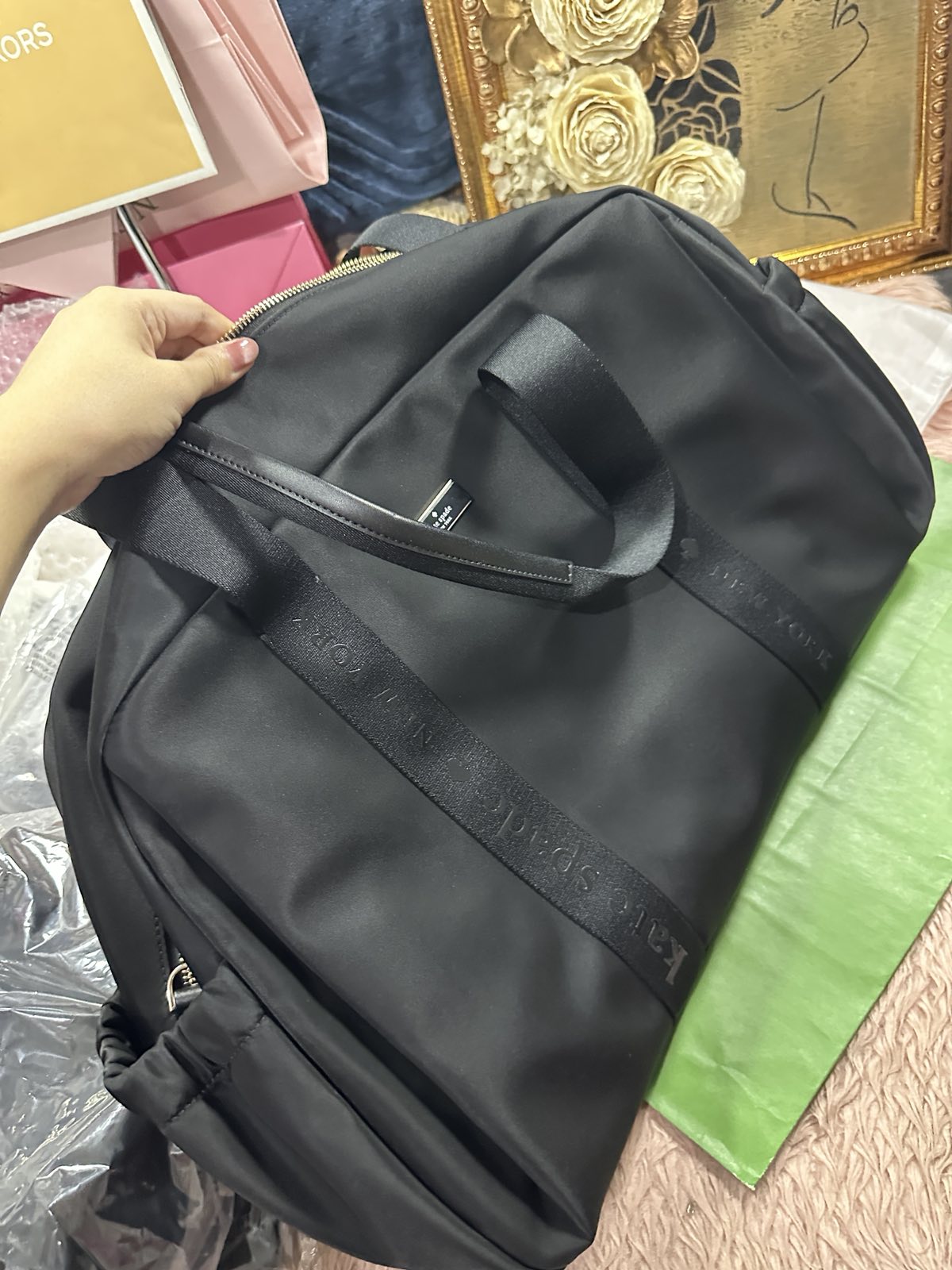 ORIG & IMPORTED Kate Spade KS Carter Nylon Large Weekender Black Bag