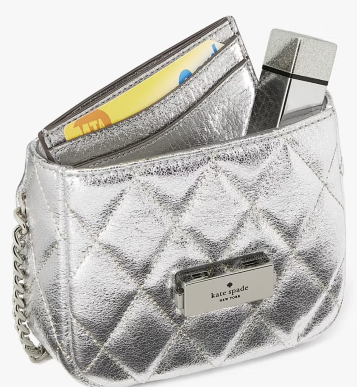 ORIG & IMPORTED Kate Spade KS Carey Quilted Micro Flap Crossbody Mini Wallet on Chain Black Bag