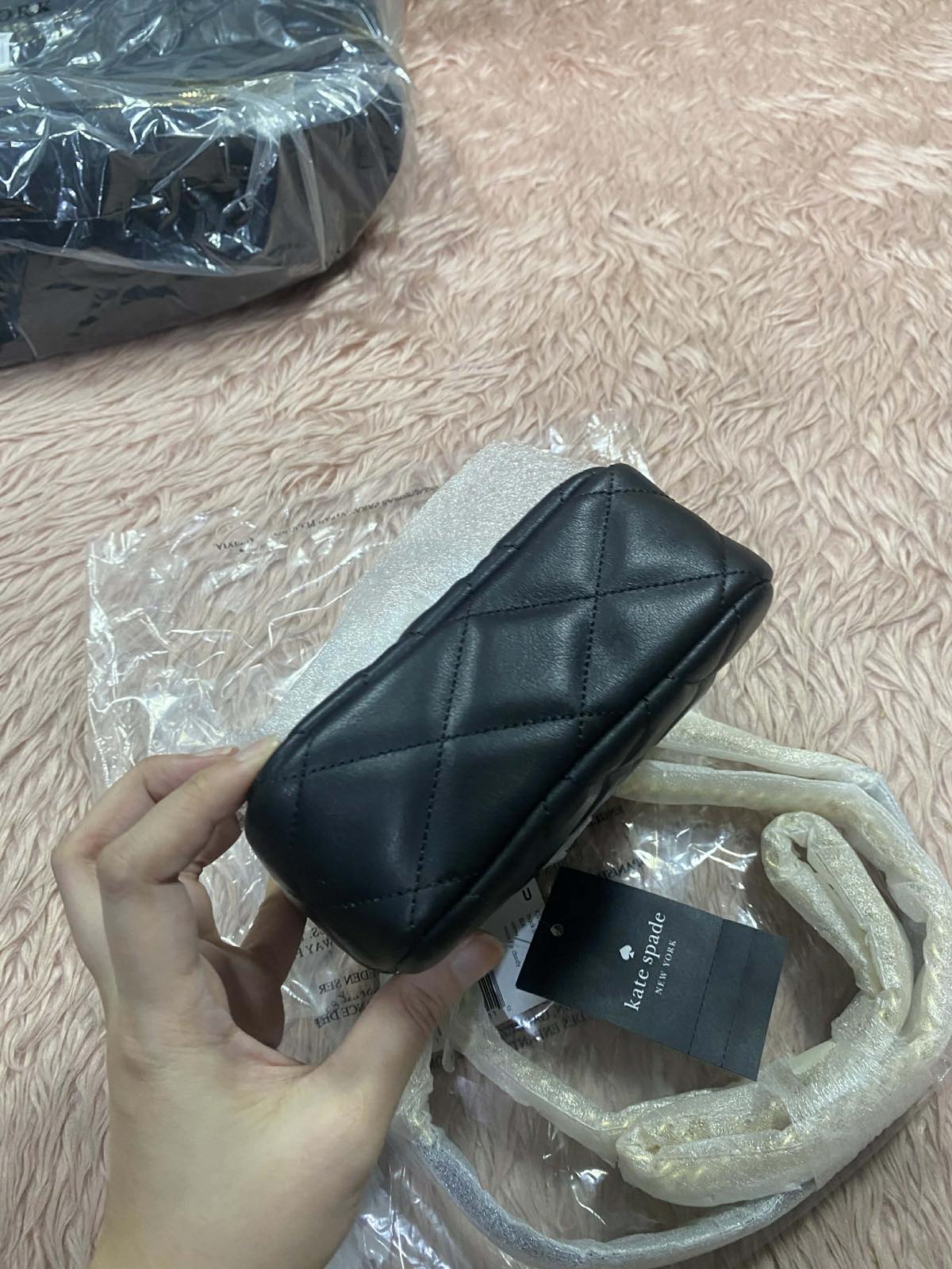 ORIG & IMPORTED Kate Spade KS Carey Quilted Micro Flap Crossbody Mini Wallet on Chain Black Bag