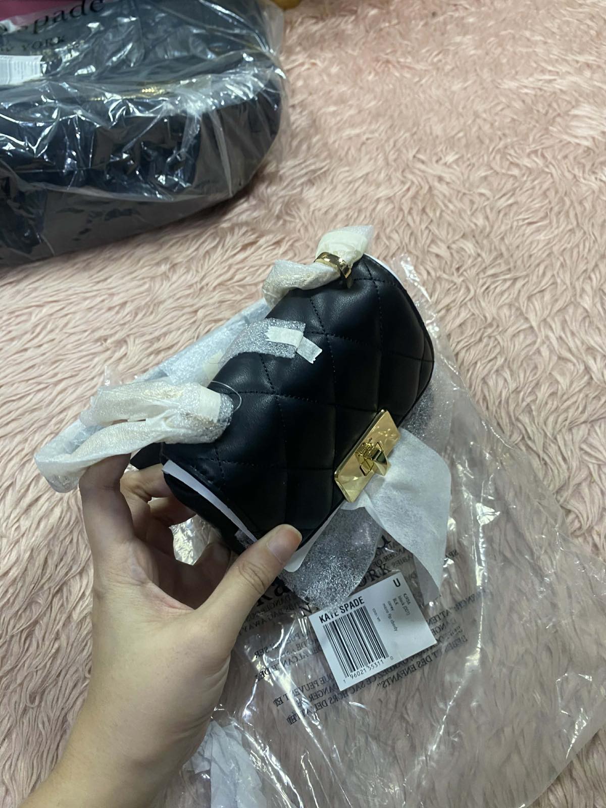 ORIG & IMPORTED Kate Spade KS Carey Quilted Micro Flap Crossbody Mini Wallet on Chain Black Bag