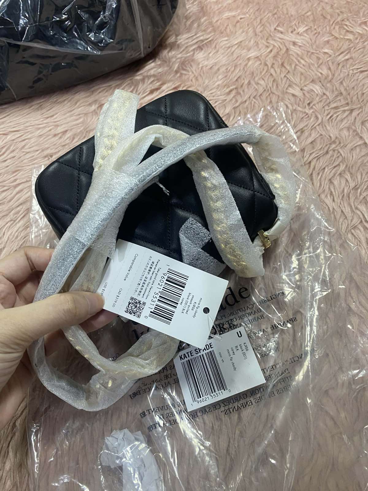 ORIG & IMPORTED Kate Spade KS Carey Quilted Micro Flap Crossbody Mini Wallet on Chain Black Bag