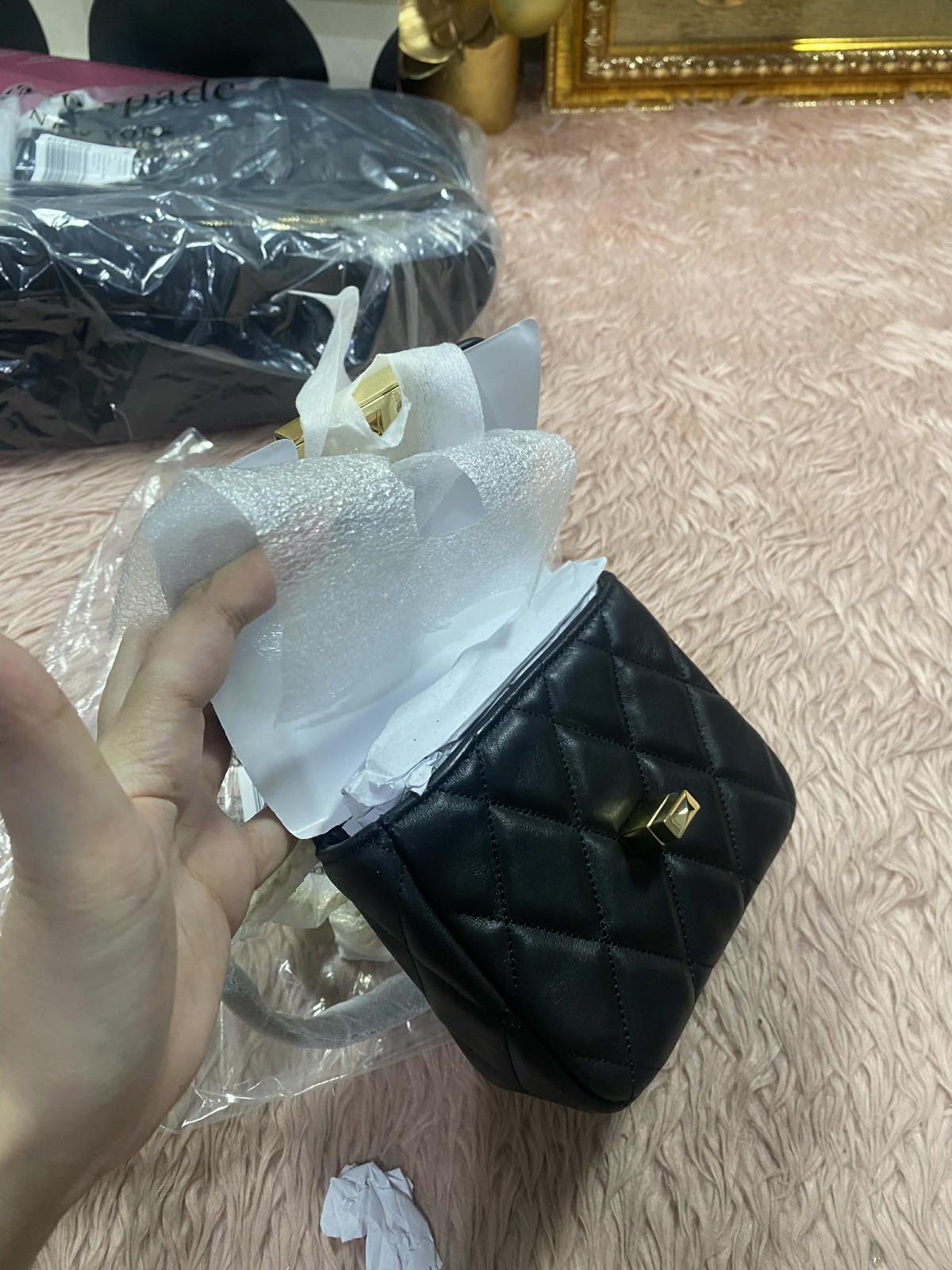 ORIG & IMPORTED Kate Spade KS Carey Quilted Micro Flap Crossbody Mini Wallet on Chain Black Bag