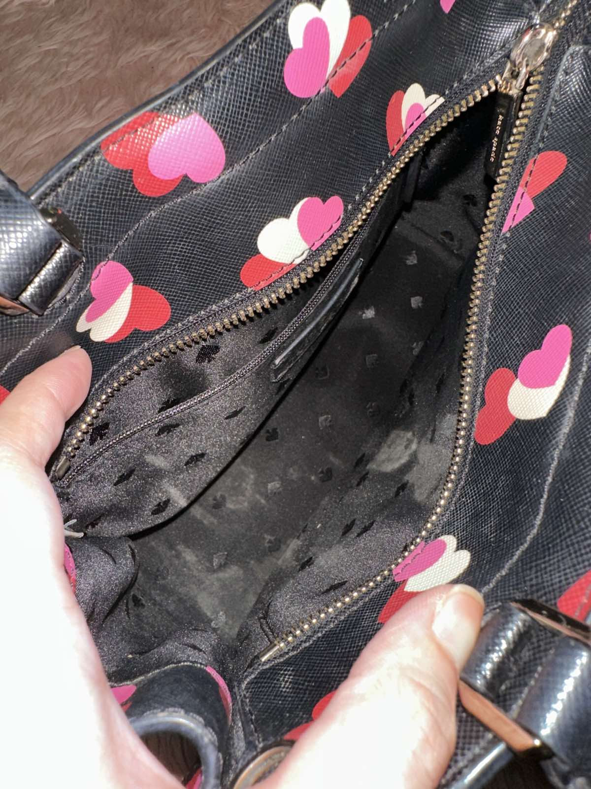 ORIG Preloved Kate Spade KS Staci Flutter Hearts Medium Satchel Black Bag