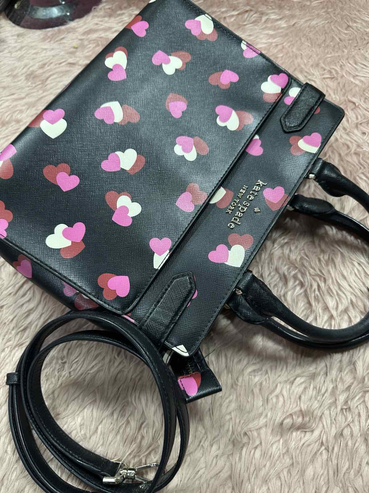 ORIG Preloved Kate Spade KS Staci Flutter Hearts Medium Satchel Black Bag