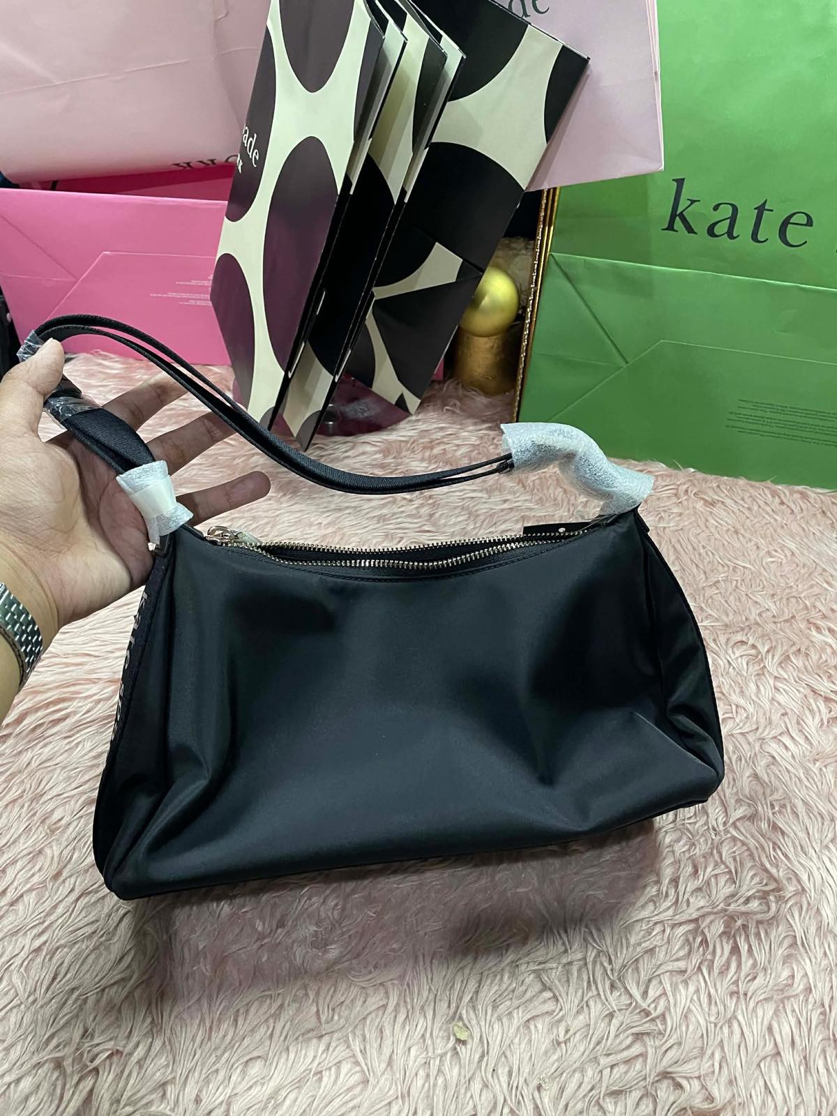 ORIG & IMPORTED Kate Spade KS Carter Small Nylon Shoulder Black Bag
