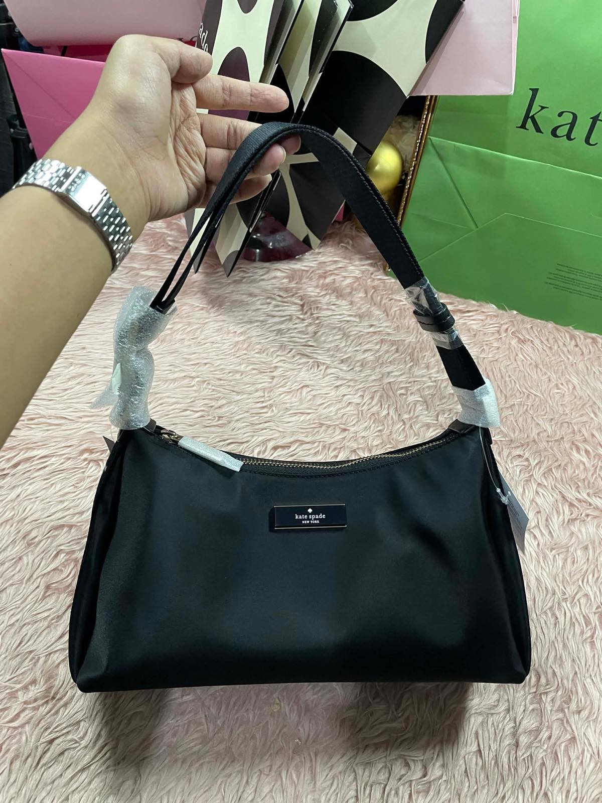 ORIG & IMPORTED Kate Spade KS Carter Small Nylon Shoulder Black Bag